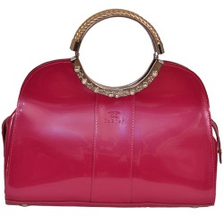 Babier Shocking Pink Handbag With Stylish Metal Handles